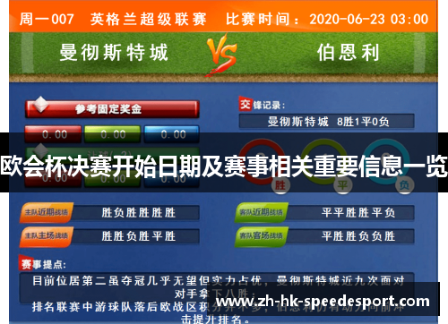 欧会杯决赛开始日期及赛事相关重要信息一览